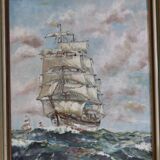 Swedish Mid-Century Oil on Canvas " Blåklocka" by S. Borgström