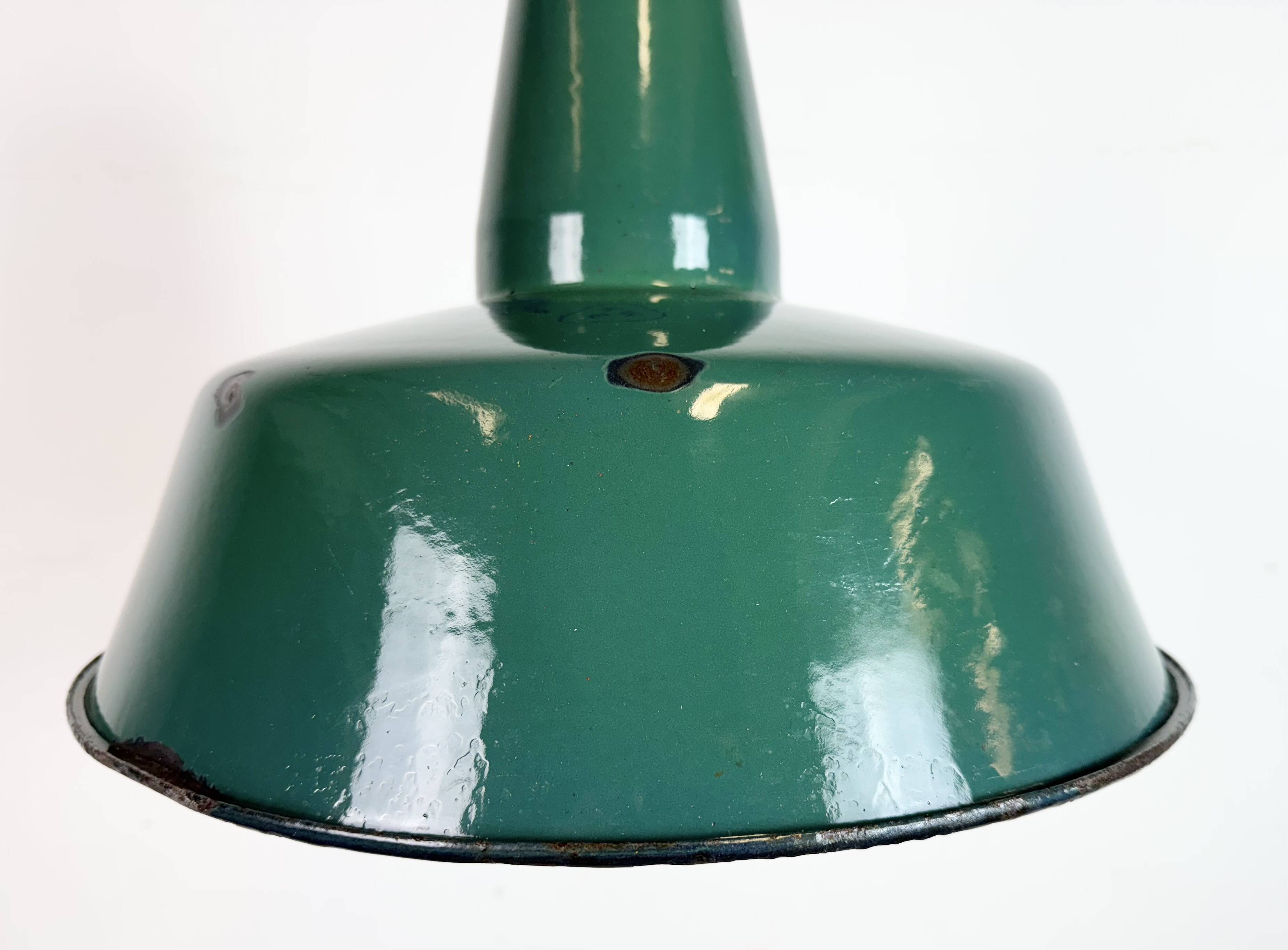 Large Industrial Green Enamel Factory Pendant Lamp, 1960s