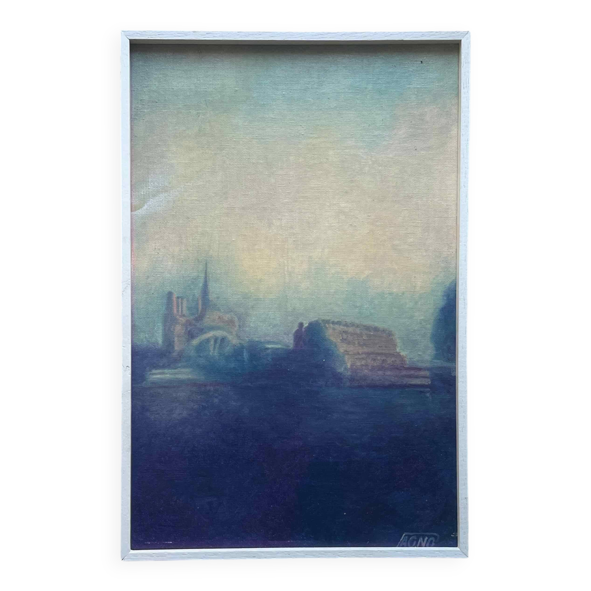 HST/P painting "Notre Dame de Paris" by Franco Pagnetti from Pesaro