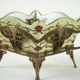 Art Nouveau platter with ceramic insert in ornamental metal frame, European craftsmanship