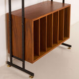 Mid-century free standing vinyl records wall unit, Italy 1970s.