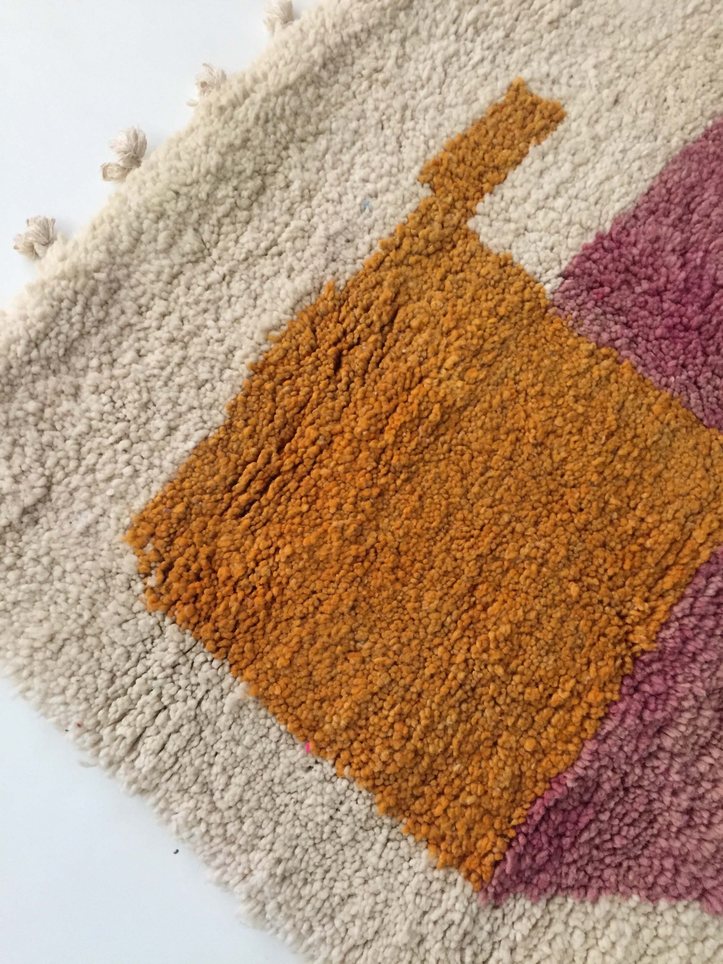 Moroccan Berber carpet Beni Ouarain unbleached with colorful patterns 140x96cm