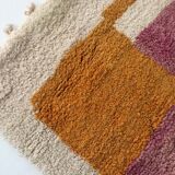 Moroccan Berber carpet Beni Ouarain unbleached with colorful patterns 140x96cm