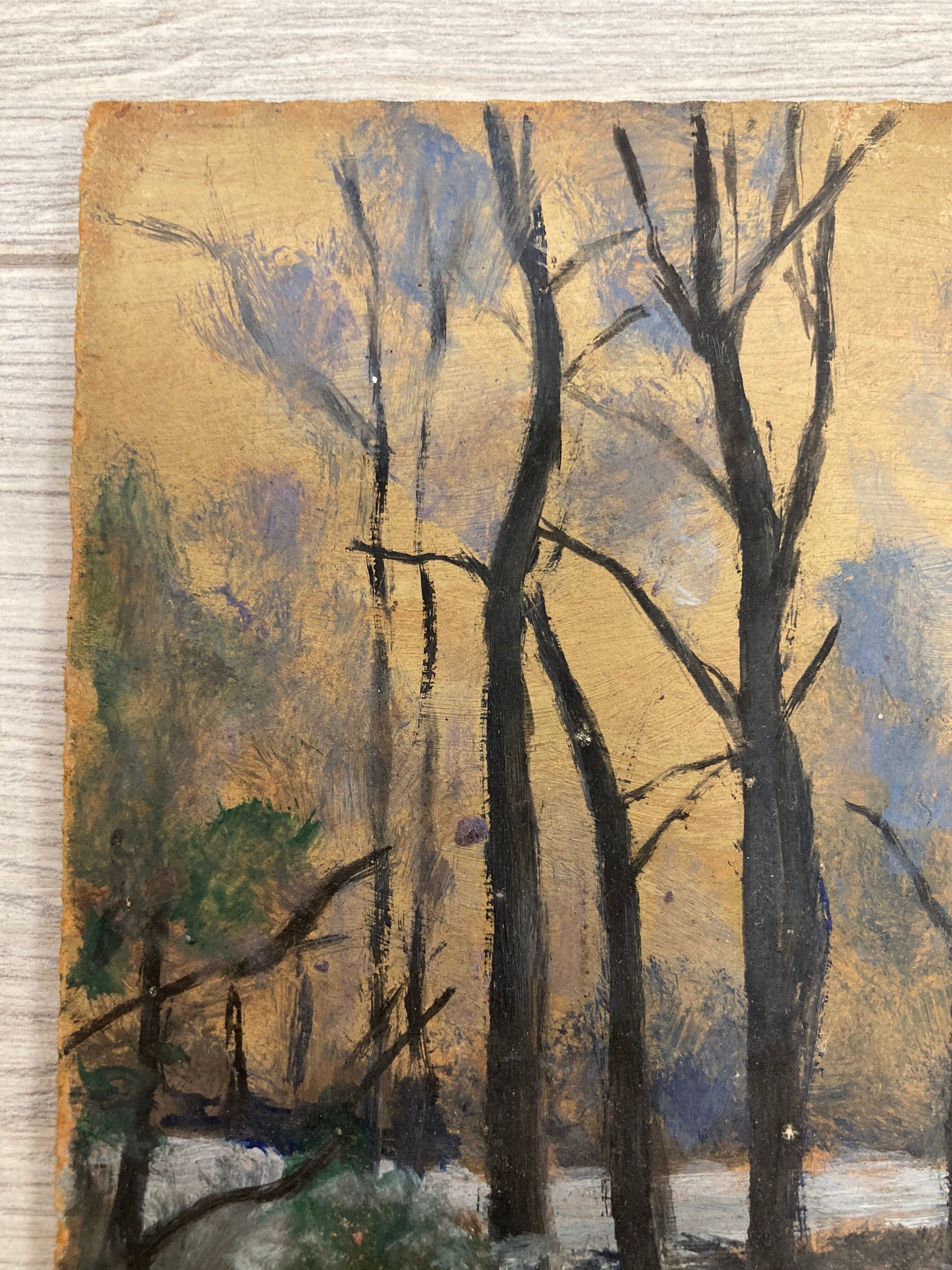 Oil on vintage landscape panel