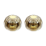 Pair of wall lights or ceiling lights in brass and amber glass by Limburg, Germany, 1960s.