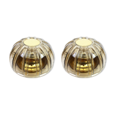 Pair of wall lights or ceiling lights in brass and amber glass by Limburg, Germany, 1960s.