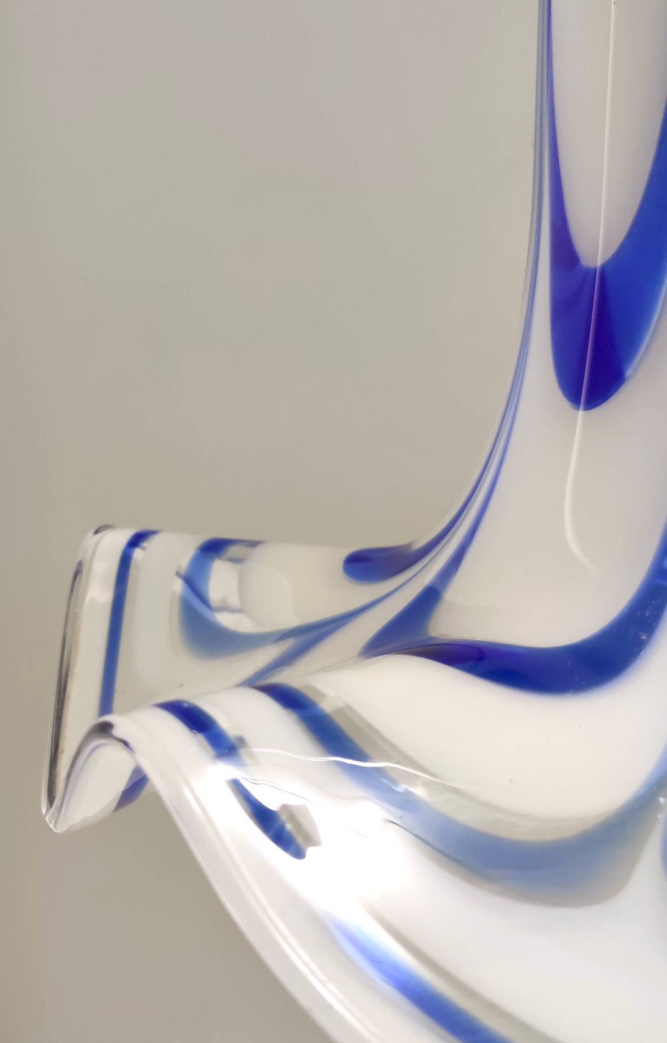 Blue & White Murano Glass Bell Pendant Ascribable to Mazzega, Italy, 1970s