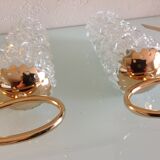 Pair of brass sconces and structured tulip glass 60/70s
