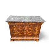 Louis Phillipe chest of drawers in burr walnut and black marble top
