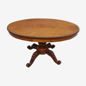 Oval side table XIX, mahogany foot