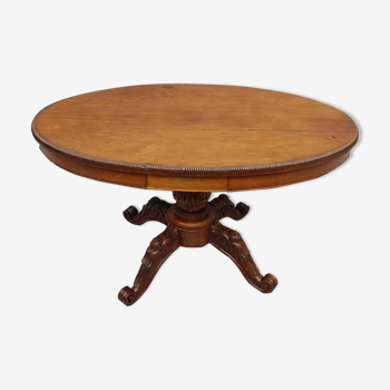 Table d'appoint ovale XIX ème pied en acajou