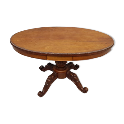 Table d'appoint ovale XIX ème pied en acajou