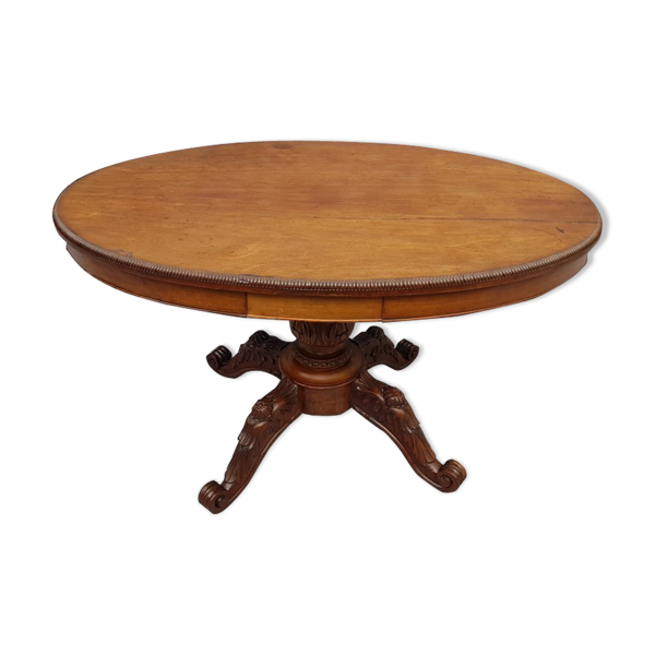 Table d'appoint ovale XIX ème pied en acajou