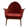 Red fabric armchair in Mid-Century Scandinavian style, high back and light wood legs (1960s)