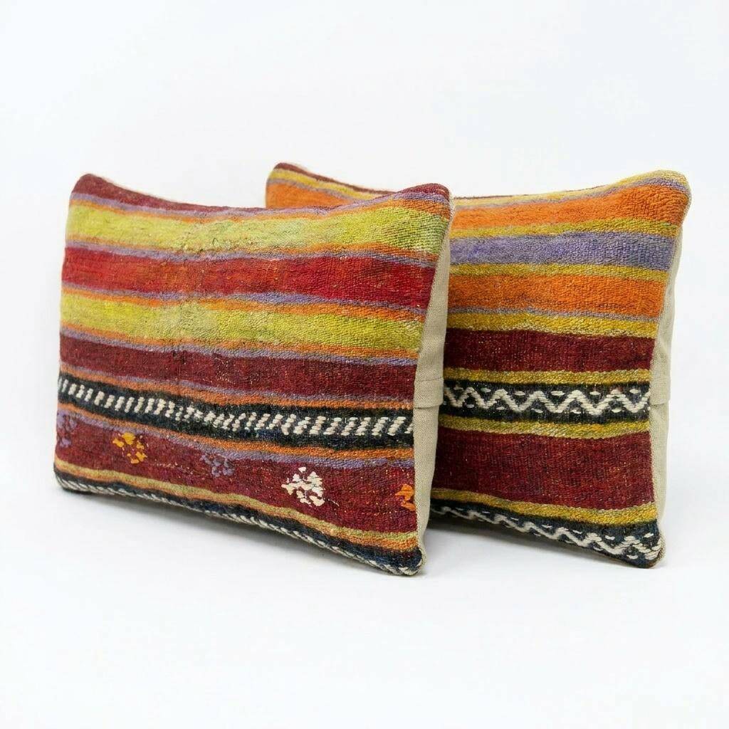 Set of 2 vintage kilim cushion covers 30x51 cm