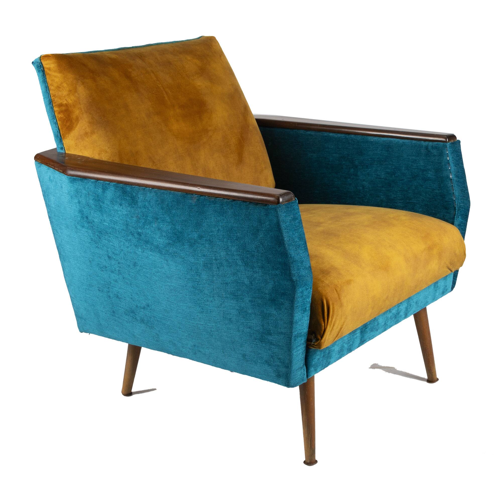 Petrol Golden Danish Retro Easy Chair Club Chair 60s Mid-Century