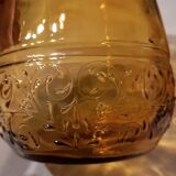Italian pitcher service and 6 amber glasses