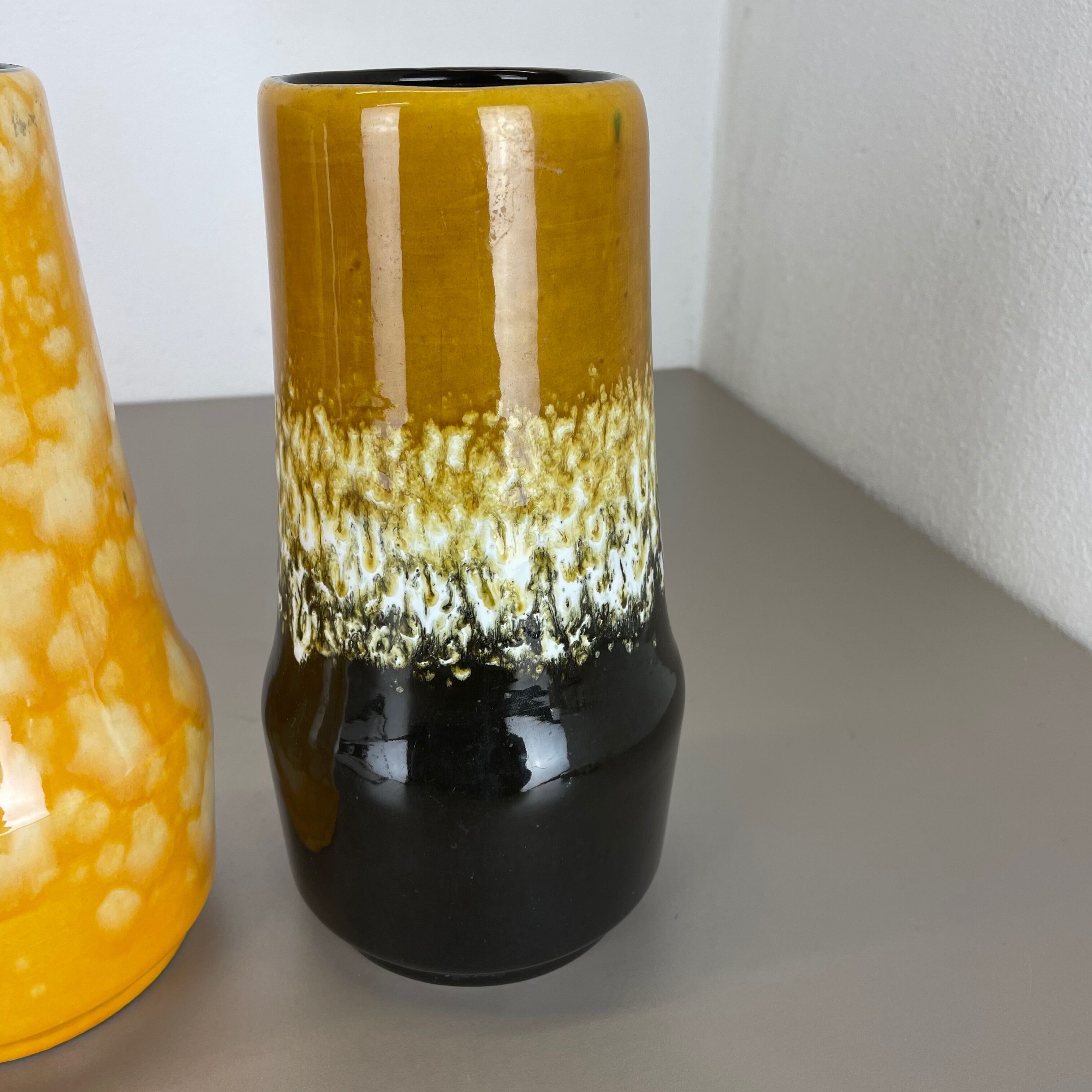 Set of Three Pottery Fat Lava "Supercolor" Vases Made by Scheurich Germany 1970s