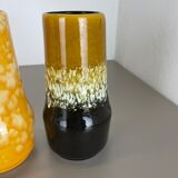 Set of Three Pottery Fat Lava "Supercolor" Vases Made by Scheurich Germany 1970s