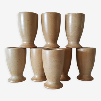 Set of 8 old mazagrans in stoneware, from the French manufacture CNP Village