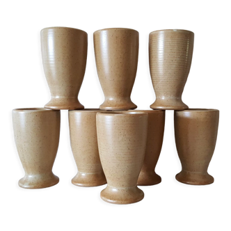 Set of 8 old mazagrans in stoneware, from the French manufacture CNP Village