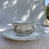 Vintage set of 5 porcelain plates and 5 cups – Digoin Sarreguemines