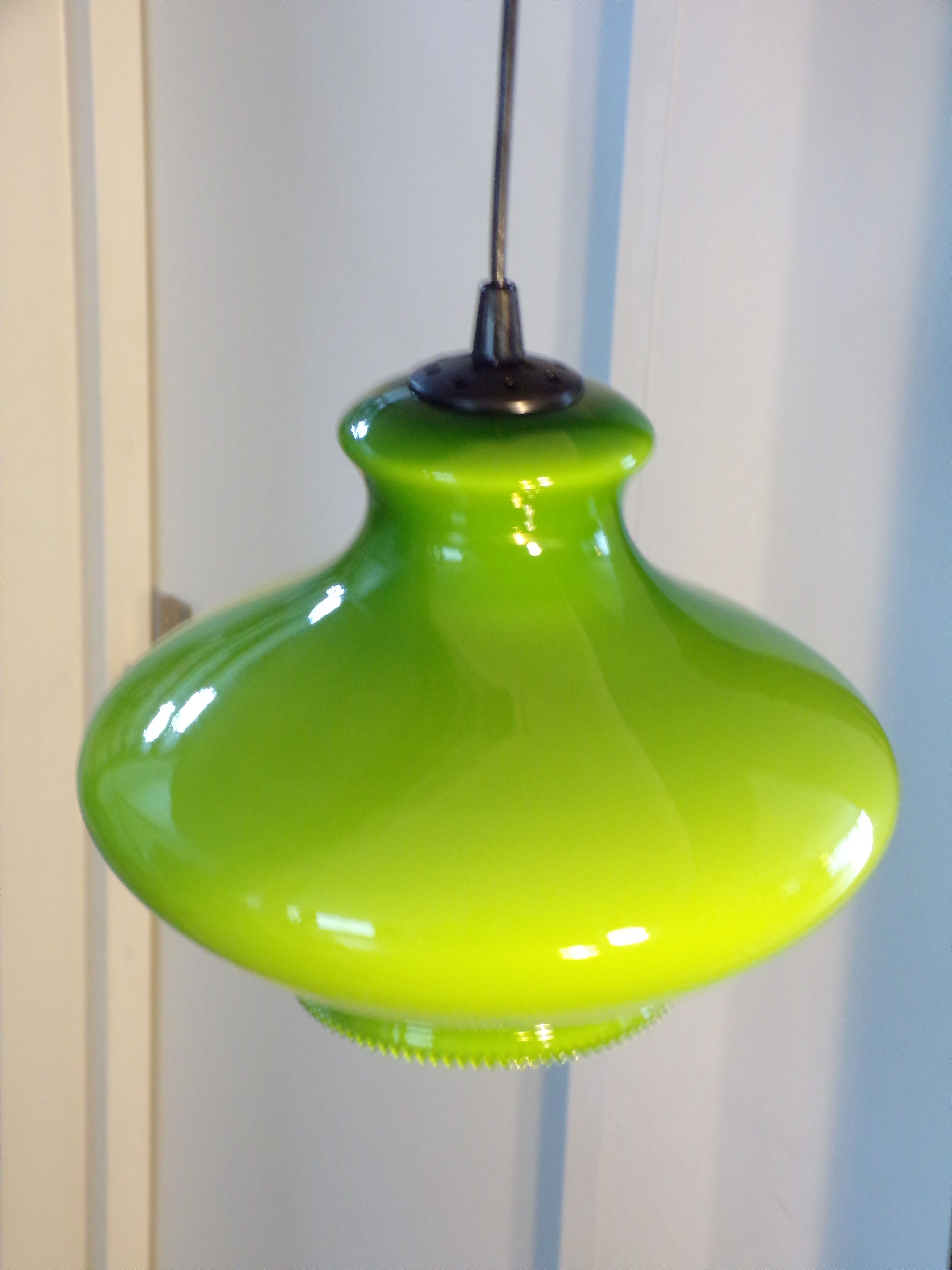 Green opaline pendant lamp 1970