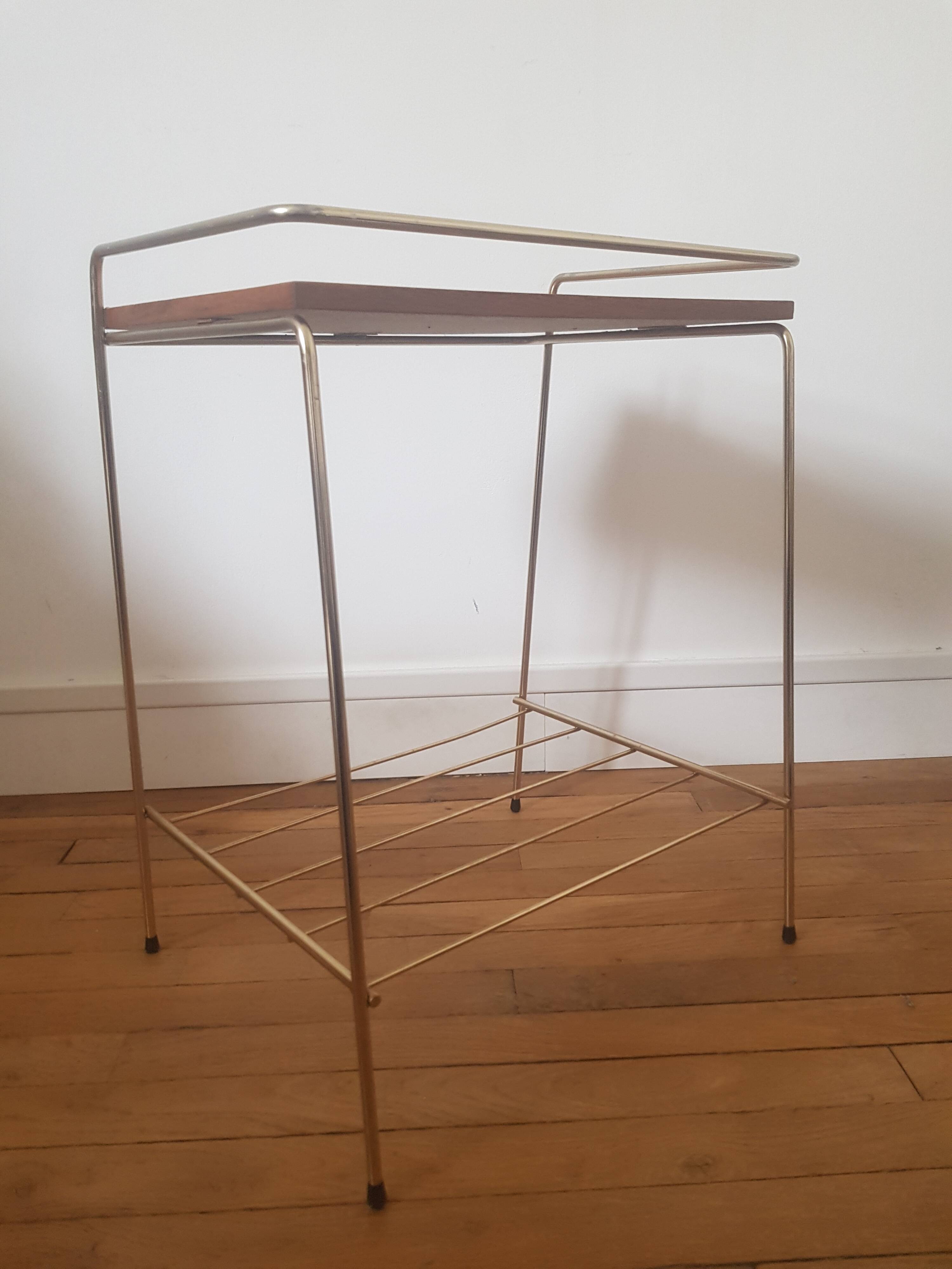 Metal and wood end table