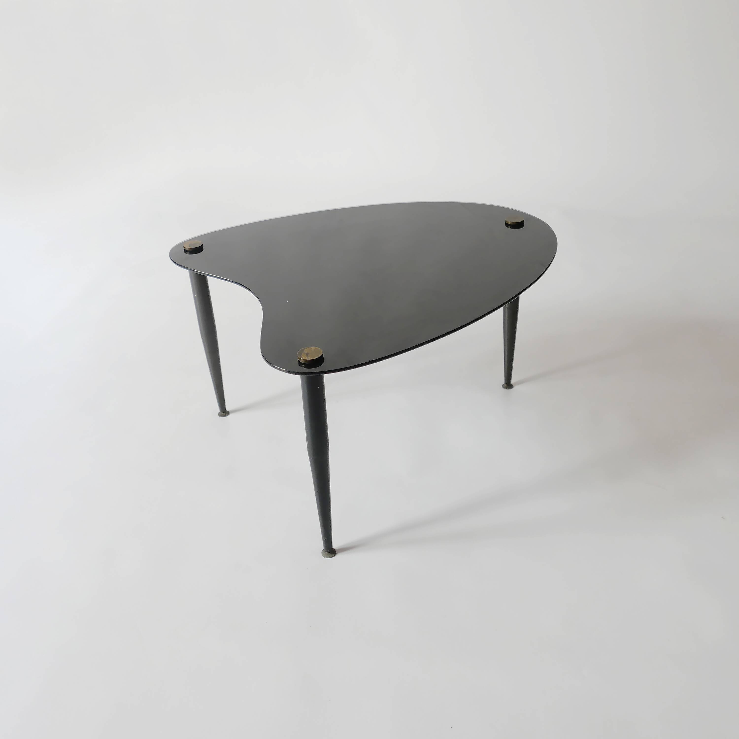 side table black glass free form 1950s 1970s Guariche