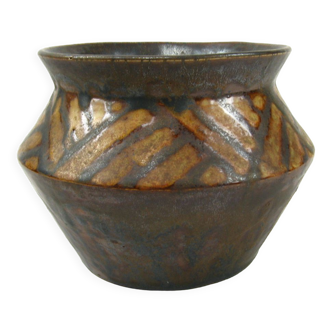 Sandstone vase with brown glaze, Charles Greber