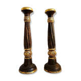 Pair of vintage gilded wood candlesticks
