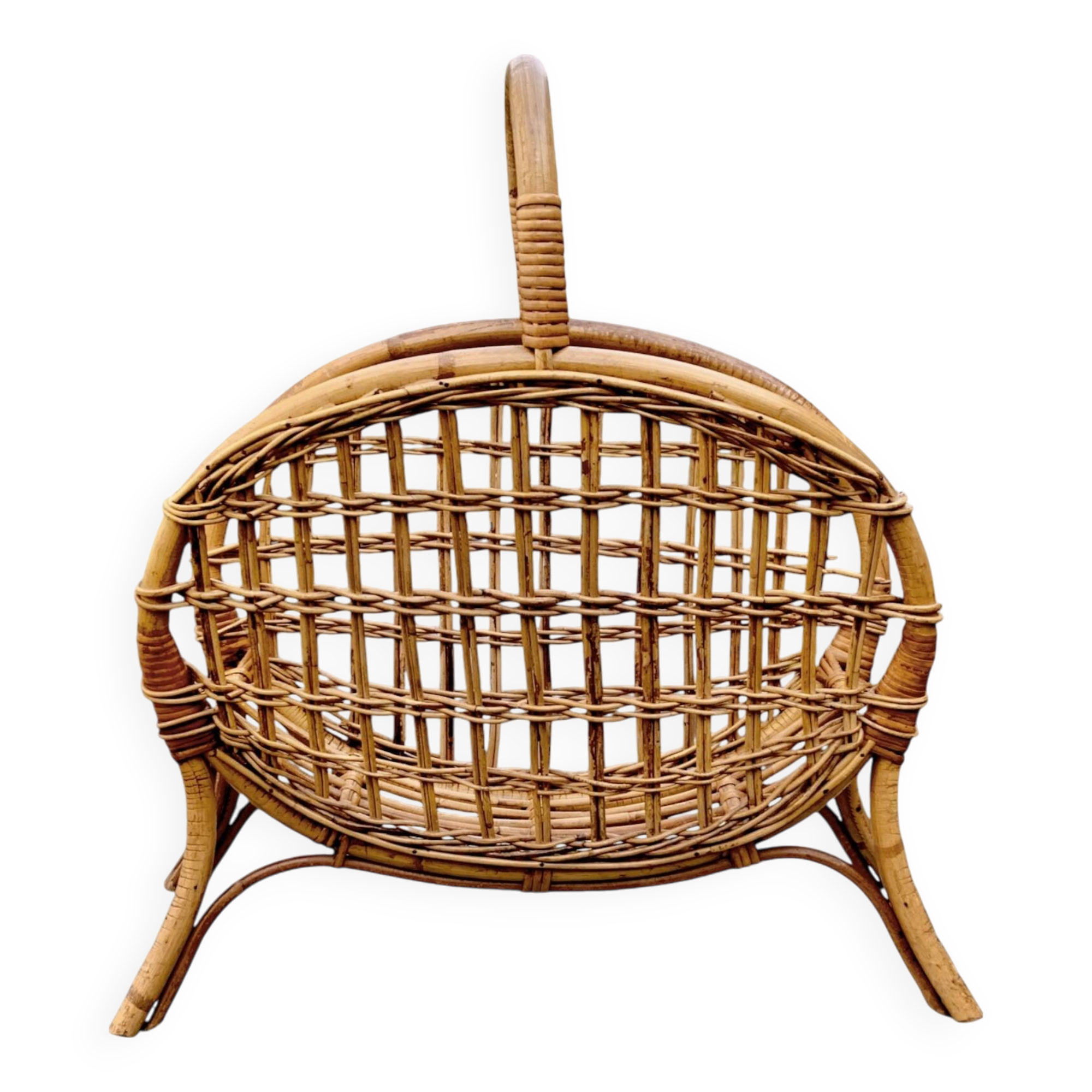 Vintage bamboo and wicker magazine rack