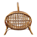 Vintage bamboo and wicker magazine rack