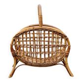 Vintage bamboo and wicker magazine rack