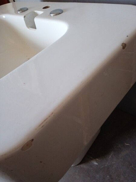 Washbasin design epoch 1970s enamelled ceramic