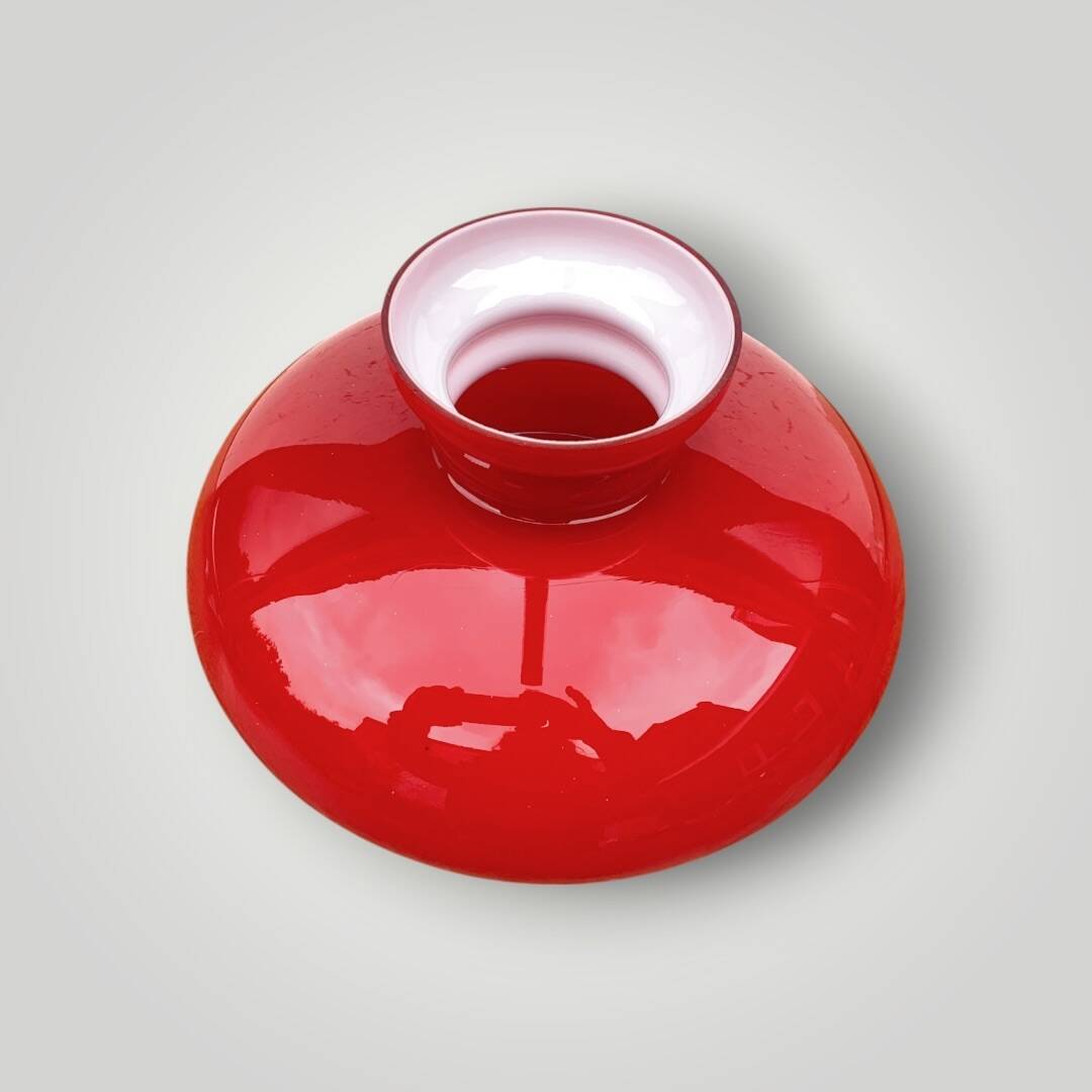 Vintage red and white opaline pendant globe