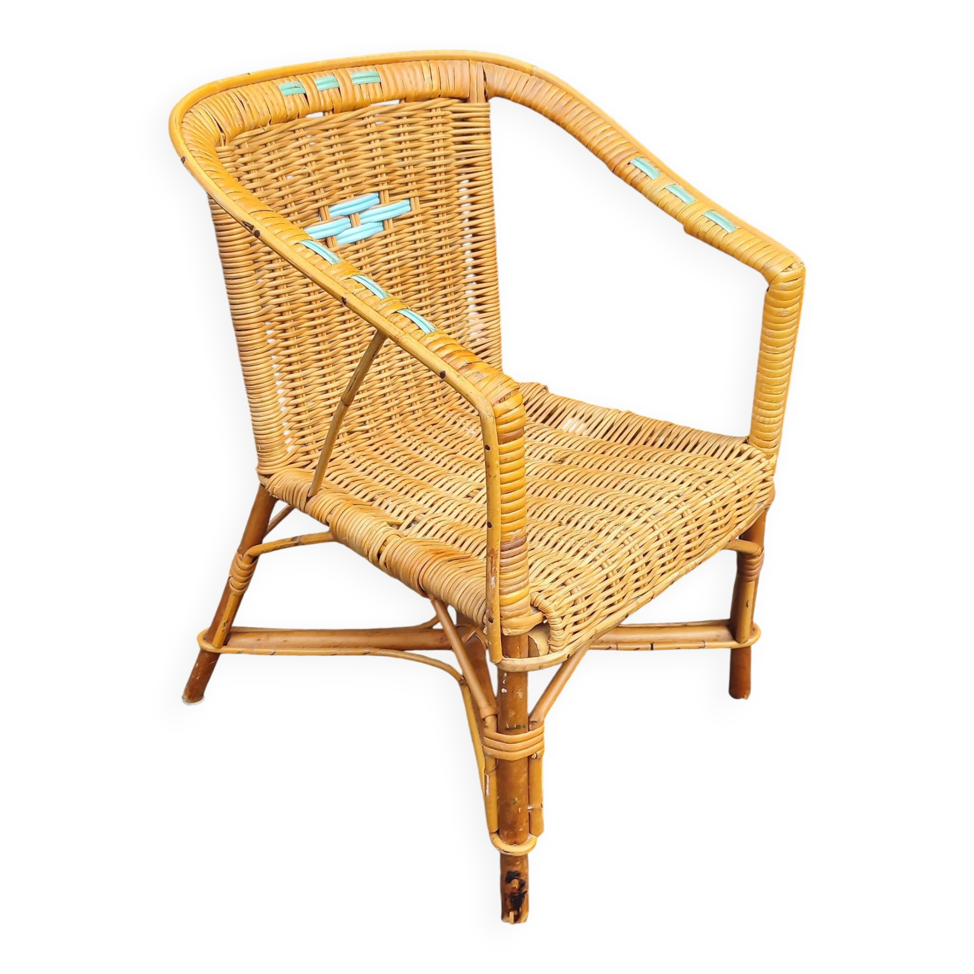 Small vintage rattan armchair/chair for children