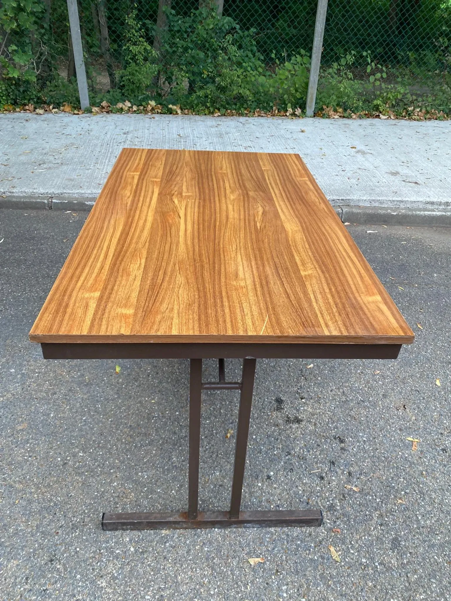 Mid-Century wooden and steel folding table brown 1970 120x70cm