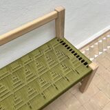 Khaki bench with backrest