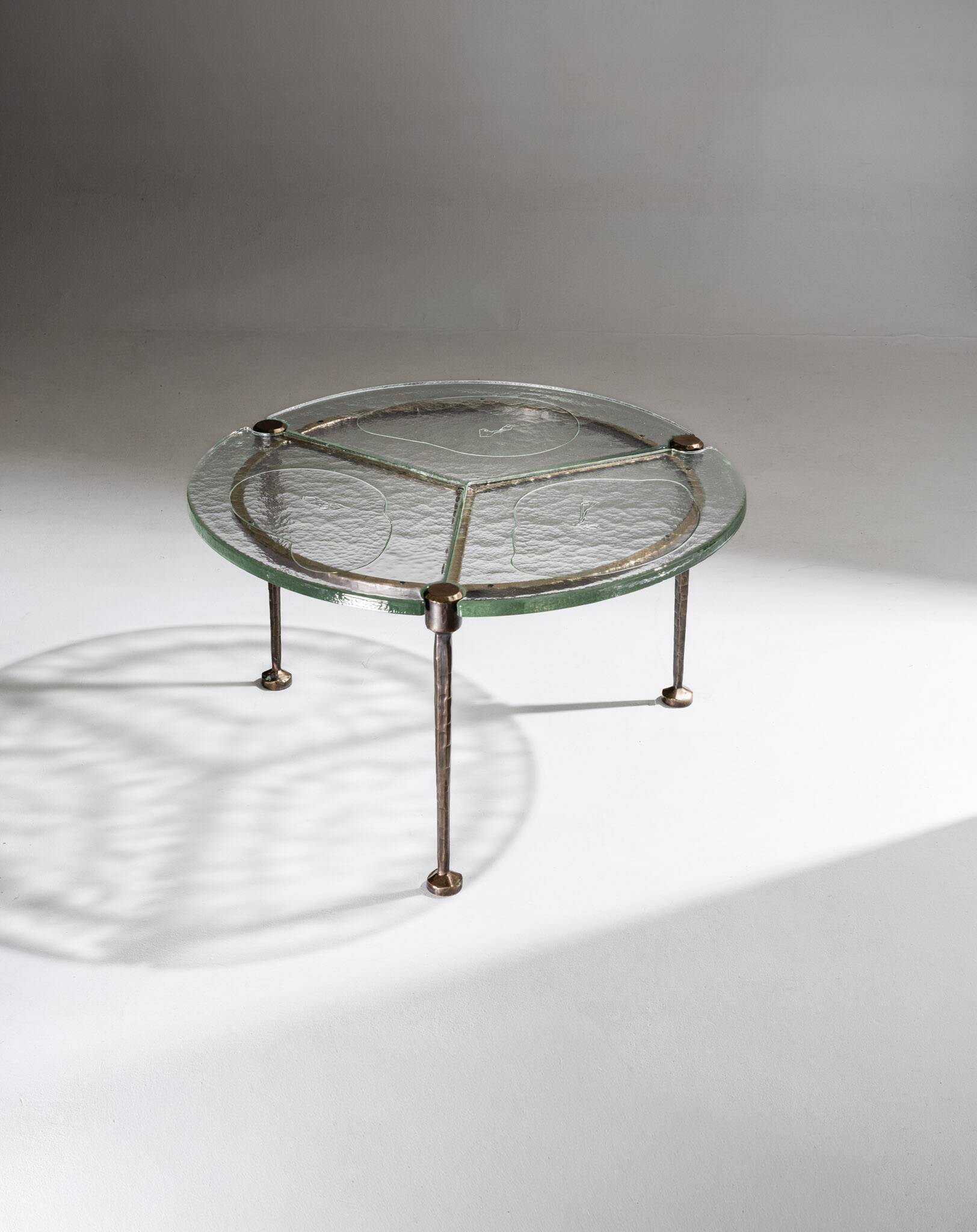 Bronze and glass coffee table, Lothar Klute, 1980s