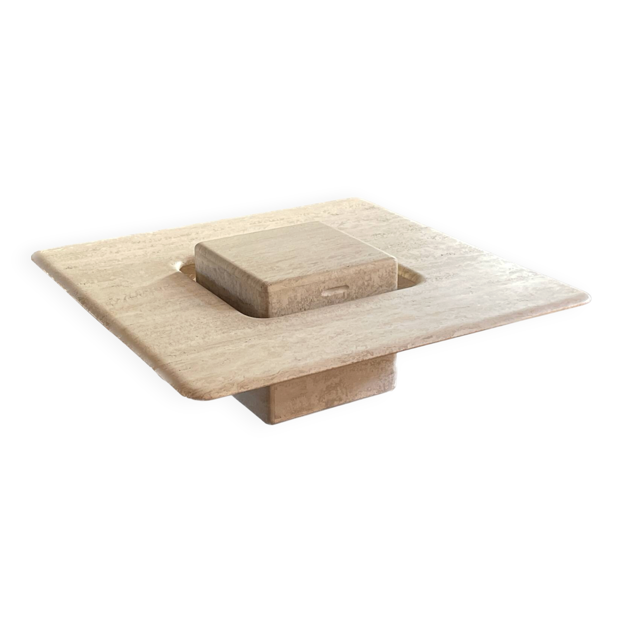 Vintage 1980s Italian travertine coffee table from Florence.
