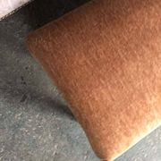 Pair of brown and white solid beech ottomans with contrasting fabrics - 1960s