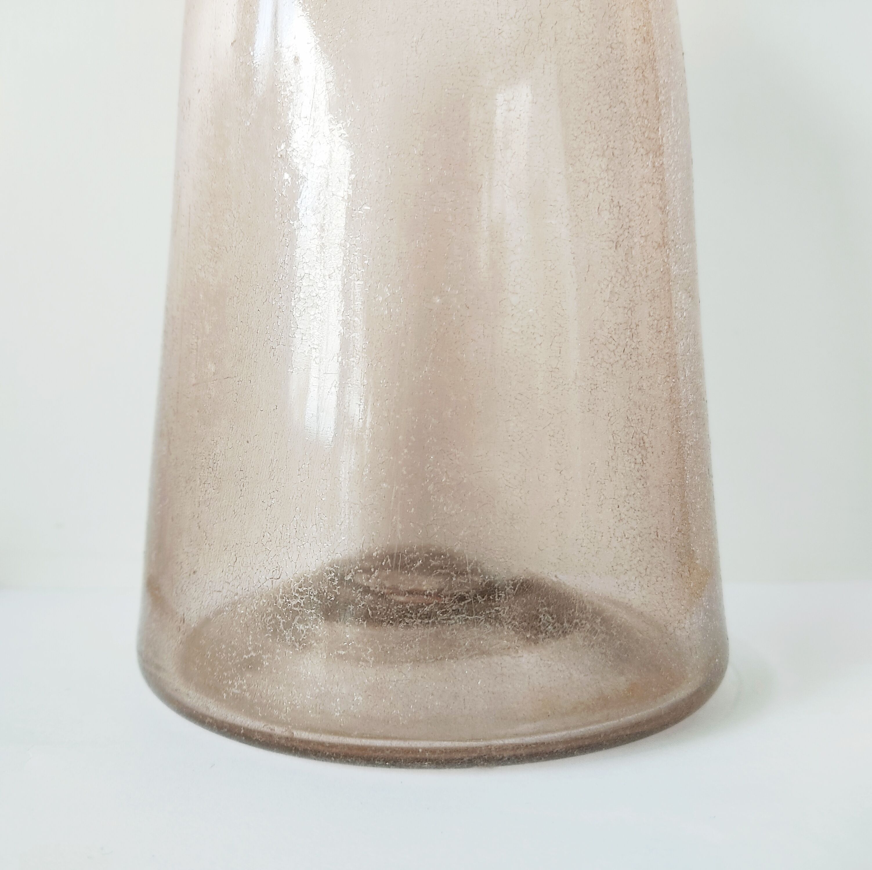 Frosted pale pink glass carafe 29 cm