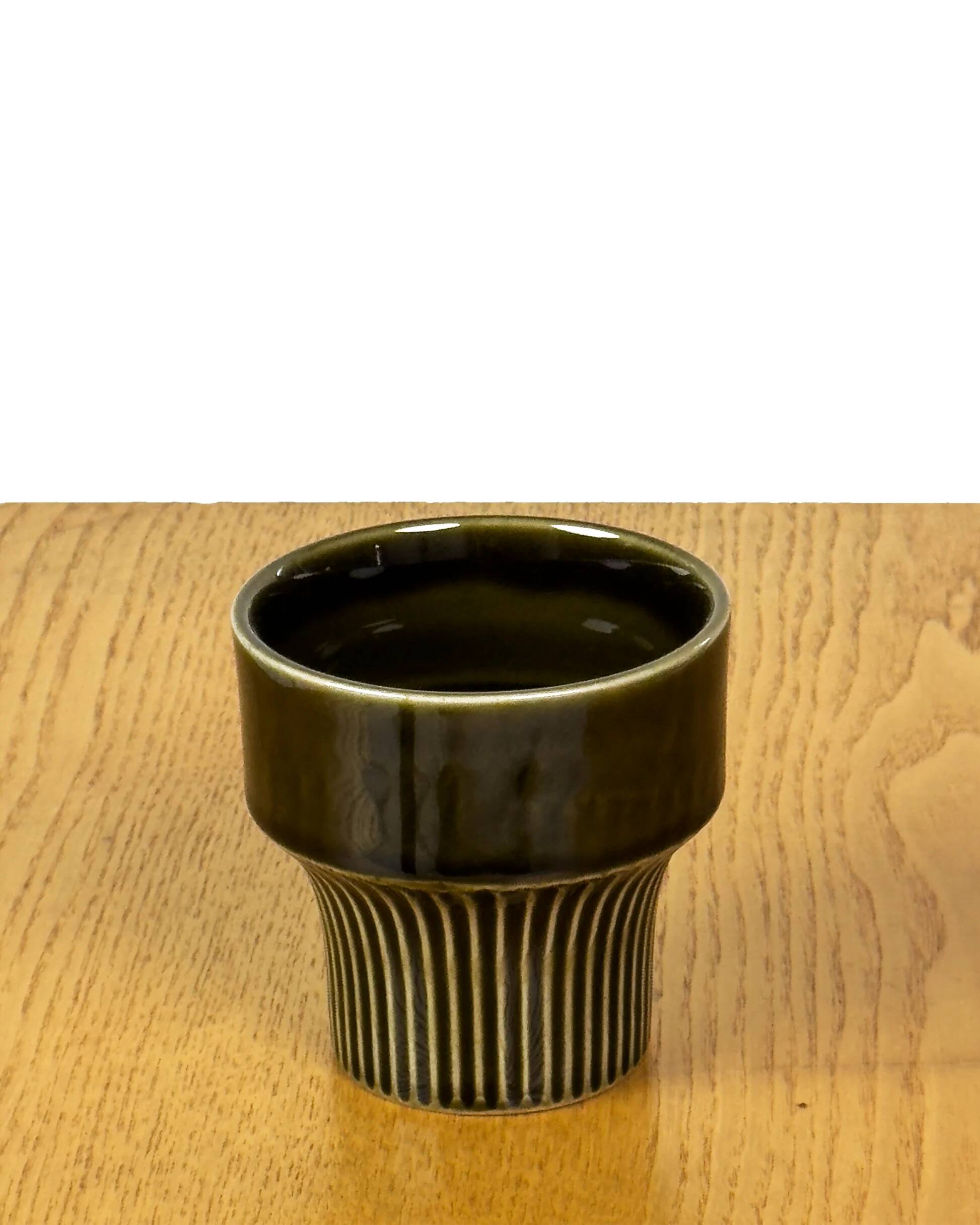 Ensemble de 6 tasses vintage en grès émaillé vert olive