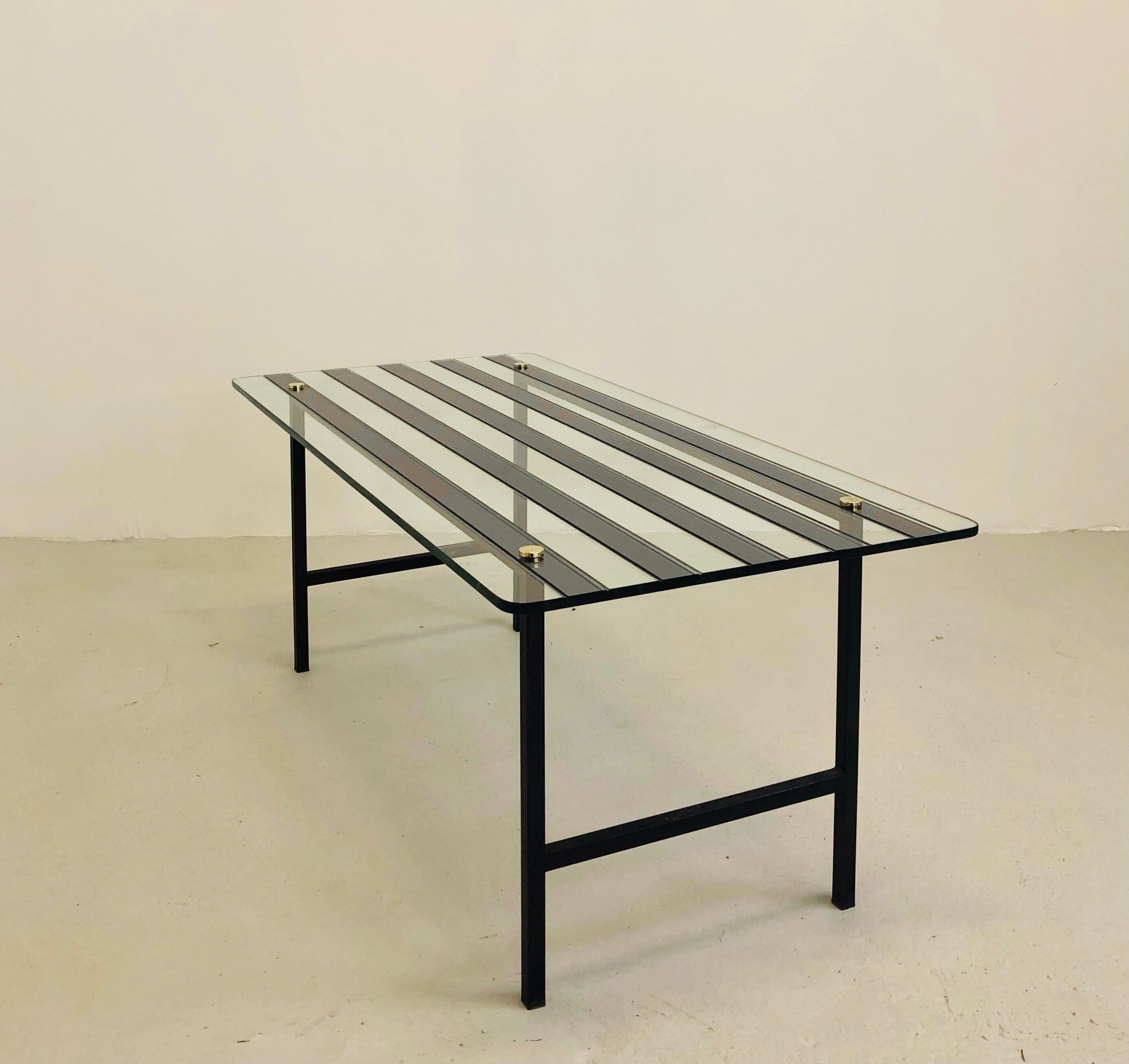 Glass and steel coffee table 1950