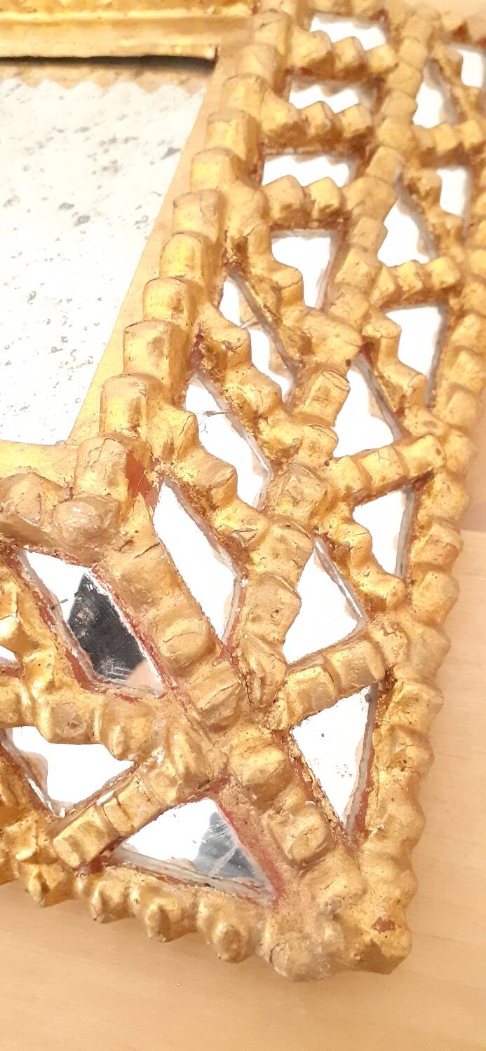 Vintage gilded mirror with glazing beads