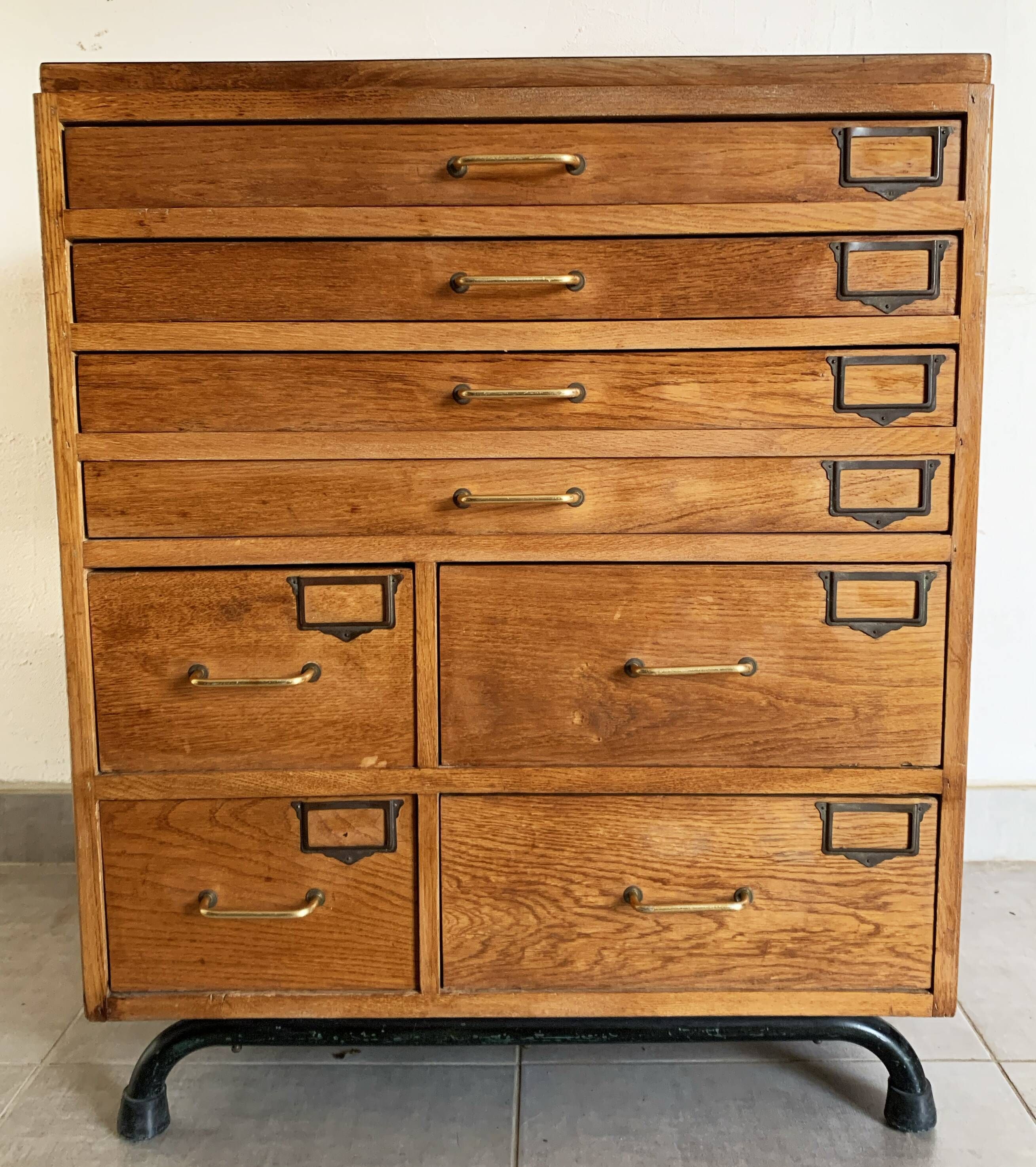 Vintage printer or schoolmaster workshop furniture from the 50s