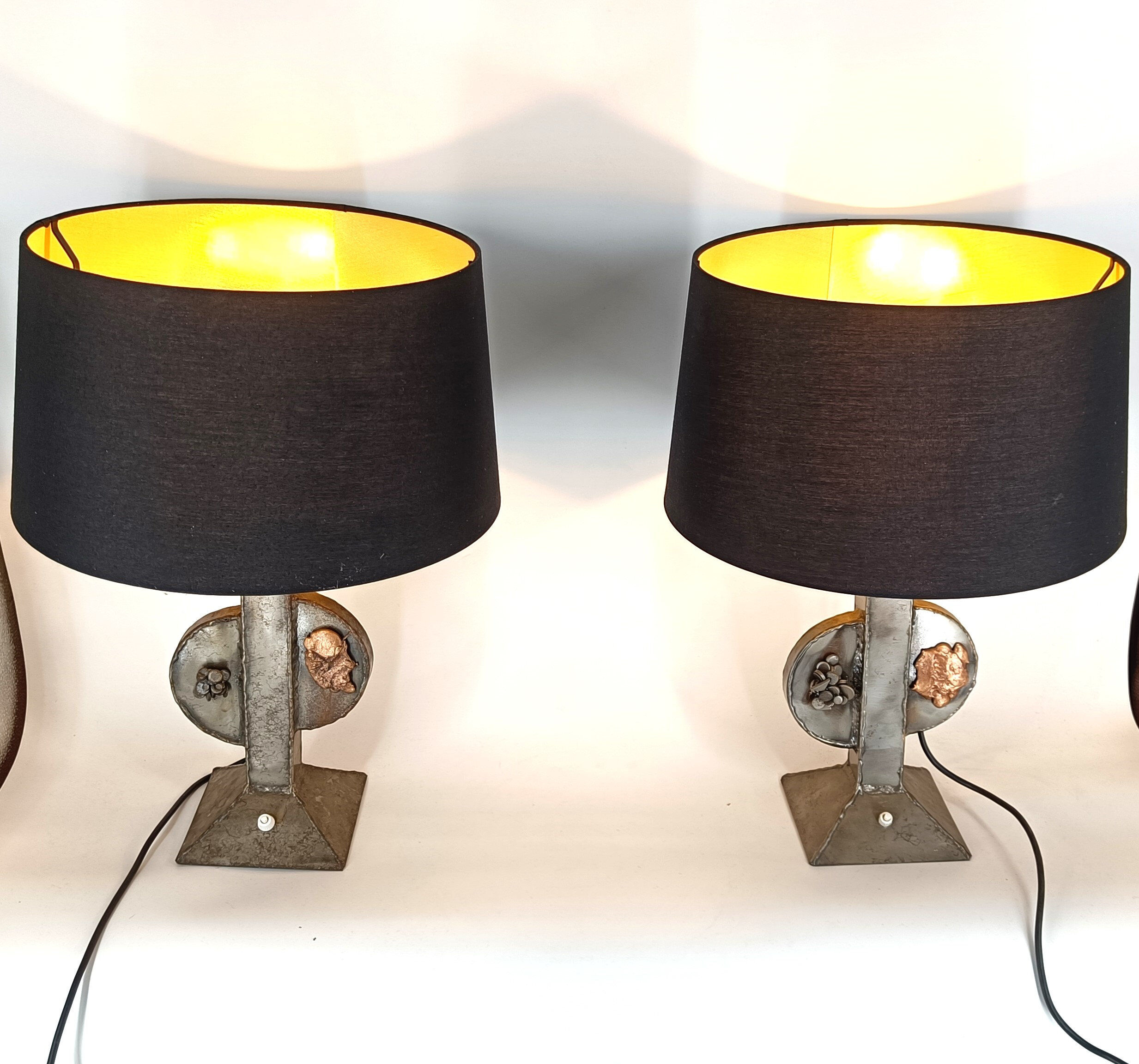 Pair of brutalist table lamps, 1970s
