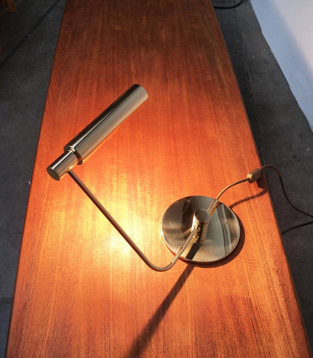 Mid-century minimalist brass table lamp by Rosemarie & Rico Baltensweiler for Baltensweiler.