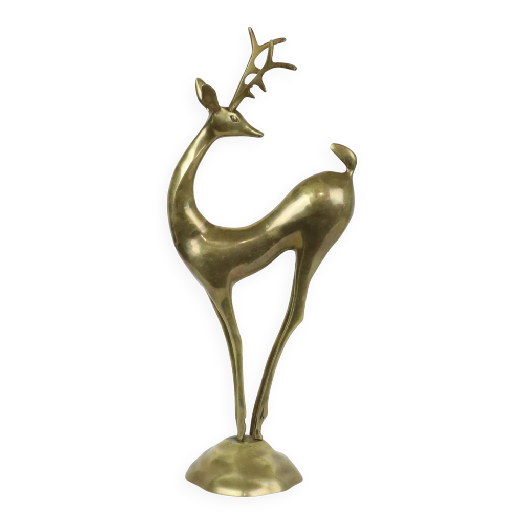 Figurine De Cerf En Laiton Multicolore Avec Pierres – Décoration Feng Shui Pour Maison Ou Bureau – Hauteur 18,5 Cm
